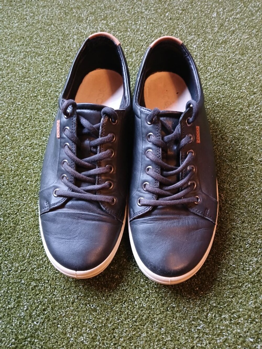 ECCO Soft 7 Shoes Women's 11 Black Leather Casual Sneakers Extra Width Lo Top